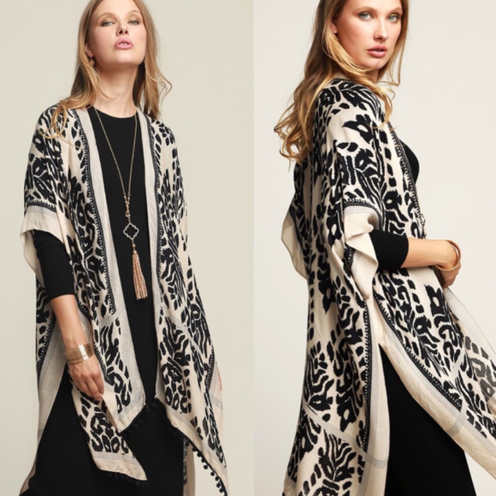 Boho chic Kimono - BLACK - Picture 2 of 2